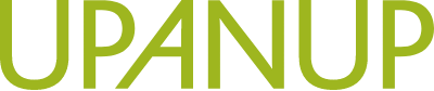 Green company logo of "Upanup" in capital letters.